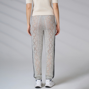 Pantalon de survêtement tricoté décontracté de luxe personnalisé en mohair et laine pour femme – Pantalon haut de gamme automne style streetwear à cheville ajustée - Product Image 6
