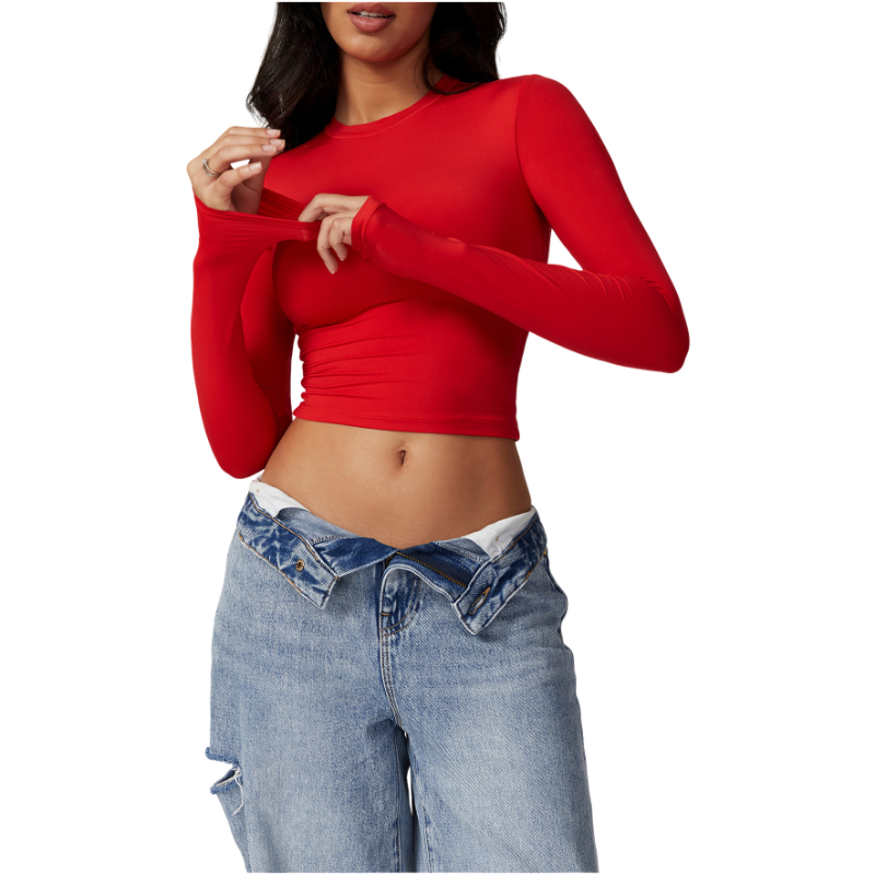 2025 New Arrivals Women's Custom Logo Compression Sports Top Long Sleeve Workout Gym Tops for Yoga Athletic Exercise Seamless
