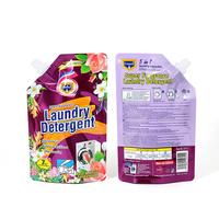 Sachets souples personnalisés imprimés pour lessive, avec bec verseur, pour le stockage de liquides de soins personnels, sacs en plastique Mylar haute barrière avec buse