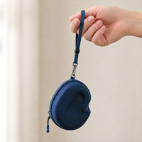 Étui de rangement rigide OEM pour écouteurs, pochette de transport portable pour casque avec poche en filet et dragonne, logo personnalisé