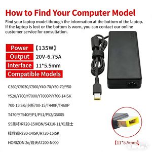 อะแดปเตอร์จ่ายไฟ USB สีเหลือง <span class=keywords><strong>20V</strong></span> <span class=keywords><strong>6.75</strong></span> พิน สำหรับแล็ปท็อป 135W ของแท้ พร้อมระบบป้องกัน OTP - Product Image 4