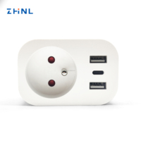 Adaptor soket colokan USB daya pintar Tipe C Wifi kontrol suara Google APP Tuya standar EU/FR