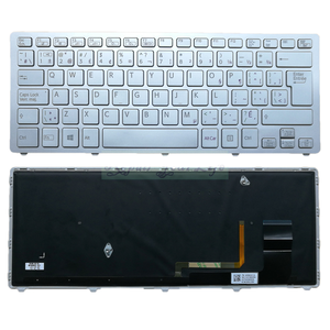 New Bạc CF Backlit máy tính xách tay bàn phím cho <span class=keywords><strong>Sony</strong></span> SVF14N 14N 14n1s6c 149264241ca bàn phím với khung bạc Canada pháp bố trí - Product Image 1