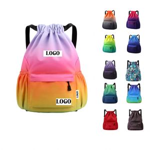 Custom Logo Gradient Color <b>Waterproof</b> <b>Drawstring</b> <b>Bag</b> Gym <b>Bag</b> Sack Pack Sports Beach Backpack for Men Women Promotional Sportpack - Product Image 1