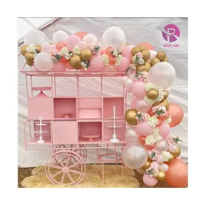 Pink Candy Cart Dessert Trolley Dessert Shelf Customized LOGO Sweet Cart Food and Beverage Carrie