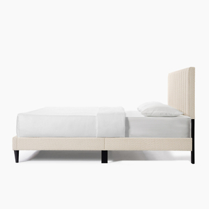 <b>Queen</b> <b>Size</b> Minimalist Design Tufted Pearl White Upholstered Platform <b>Bed</b> with Storage Soft Modern Style Bedroom Furniture - Product Image 3