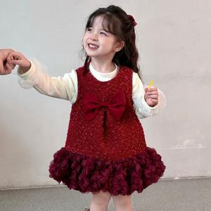 2025 vestido de princesa <span class=keywords><strong>para</strong></span> niñas <span class=keywords><strong>para</strong></span> la <span class=keywords><strong>Nochevieja</strong></span> Chaleco con lazo rojo cuello redondo cuello dulce patrón decoración nuevo <span class=keywords><strong>traje</strong></span> de Navidad <span class=keywords><strong>para</strong></span> niños - Product Image 4