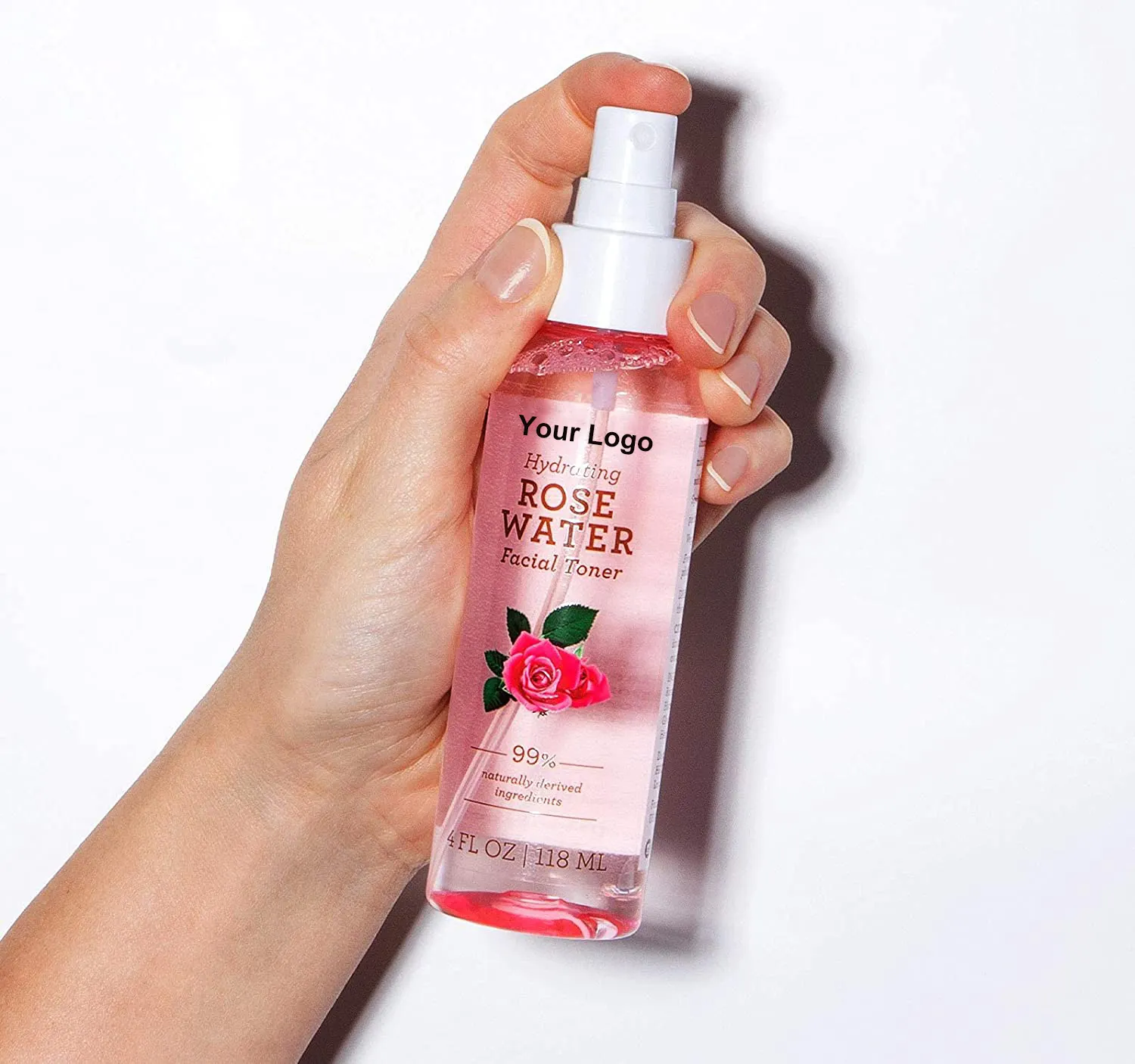 Eau de rose de marque privée à faible MOQ avec toner de pulvérisation d'eau de rose à l'acide hyaluronique Niacinamide