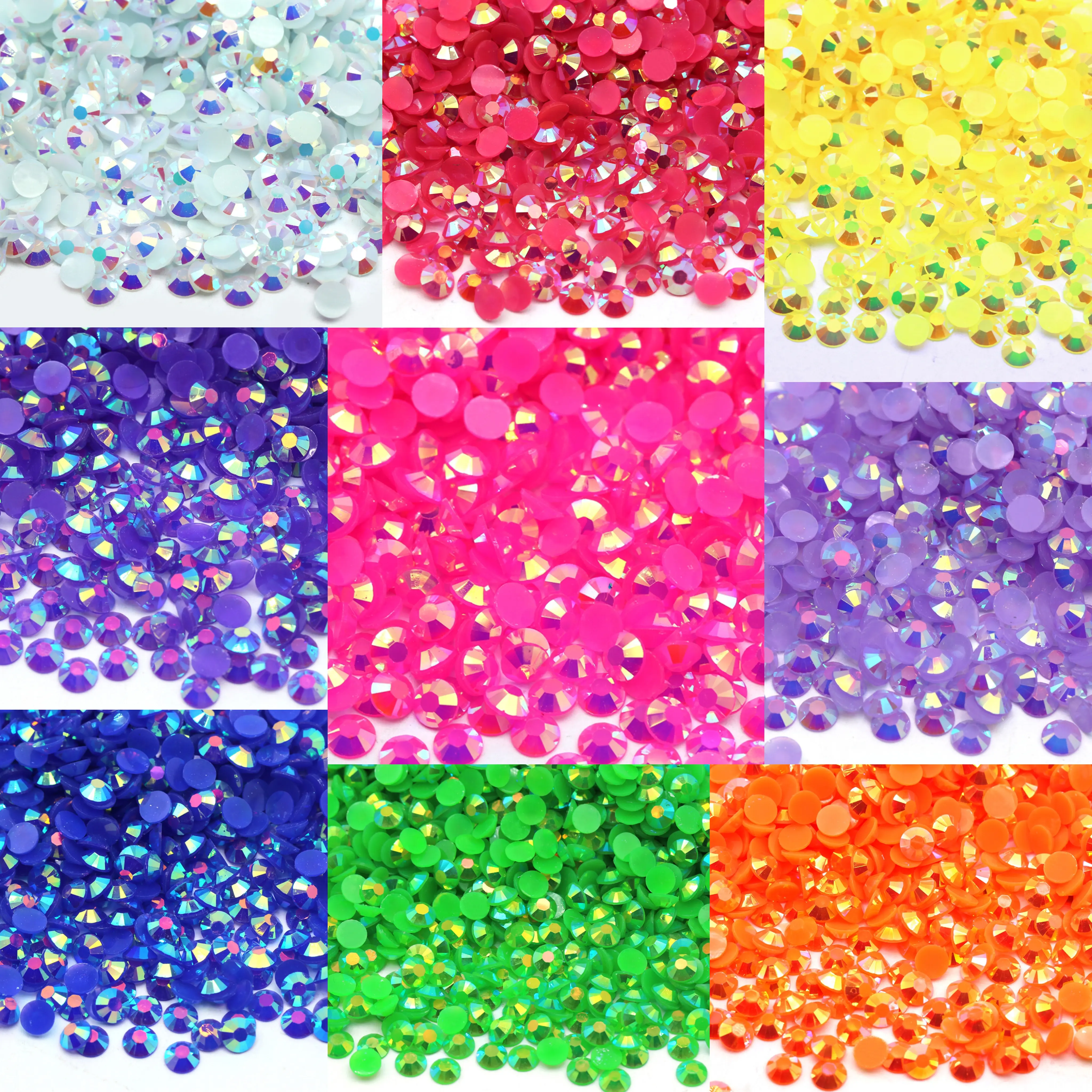 Xuline 2Mm 3Mm 4Mm 5Mm 6Mm 100 Soorten Kleur Flatback Hars Crystal Jelly Ab Hars Strass Voor Tuimeldecoratie