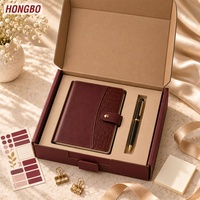 Ensemble cadeau de carnet personnalisé Hongbo avec stylo et boîte cadeau, carnet à couverture rigide en cuir croco bordeaux pour cadeaux d'entreprise