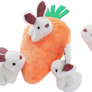 Peluche grossisti <span class=keywords><strong>nascondino</strong></span> cane cigolante coniglio e carota morbido giocattolo personalizzato animale per gioco interattivo - Product Image 1