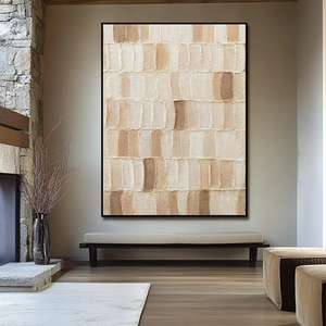 Ручная работа бежевый текстурированный холст 3D штукатурка креативная декоративная ваби Саби настенная живопись - Product Image 3