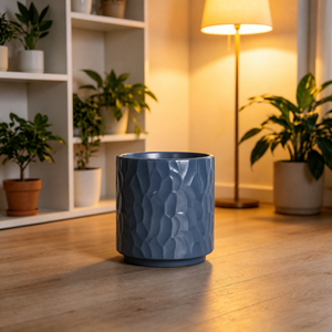 Pot de fleurs en céramique craquelée bleu perle, design <span class=keywords><strong>contemporain</strong></span> - Product Image 2