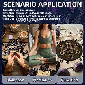 25 Piezas de Piedras Rúnicas Negras Esmaltadas, Cristalinas, Símbolos de Runas de Brujería, Ceremonia de Meditación, Juego de Runas Vikingas, Adorno - Product Image 6