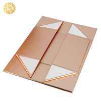 Caja de Regalo Plegable de Cartón Dorado Rosa INPACK, Caja de Papel para Cosméticos Personalizada, Caja de Regalo de Lujo con Tapa Magnética y Papel de Seda