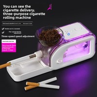 Nouvelle machine à rouler les cigarettes électrique entièrement automatique, transparente et lumineuse, à trois usages, avec fonction de tirage manuel