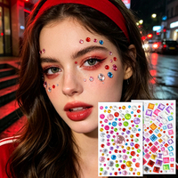 Rhinestone Kristal Non-Toksik Langsung dari Pabrik untuk Wajah, Tubuh, Mata, Rambut, Pesta, Riasan, Perekat Tempel, Perhiasan Tubuh, Stiker Permata 3D