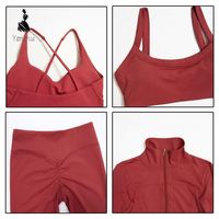 Ensemble de yoga 4 pièces pour femme, qualité supérieure, personnalisé, séchage rapide, respirant, sensation seconde peau, tenue de sport ajustée pour la course et la gym