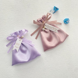 Small-scale Glossy Satin Fabric Gift Bag Drawstring Closure Pocket 12*14 cm for Wedding <b>Sweet</b> Treats <b>Packaging</b> Printing - Product Image 4