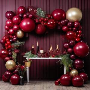 Kit d'arche de guirlande de ballons en latex bordeaux best-seller avec ballons confettis rose et or pour décorations de fête d'anniversaire et de mariage - Vente chaude - Product Image 2