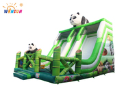 Toboggan gonflable sec double piste Winsun Panda et Bambou pour enfants, idéal pour les entreprises de location et les parcs de jeux gonflables