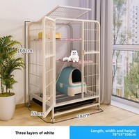Cage et villa pour chat en fer, design moderne, grande maison pour chat à plusieurs étages avec toilette, design respirant, espace libre pour les chats