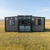Maison conteneur modulaire préfabriquée extensible à 3 chambres, prête à l'emploi, kit de cabane compacte en acier à double aile, design moderne, pour salle de sport ou résidence