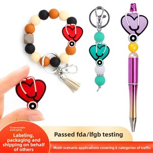<b>Silicone</b> Solid Color Colored Flat Loose <b>Beads</b> Large Straight Hole Beading DIY Accessories for Phone Keychains Pens Wholesale - Product Image 2