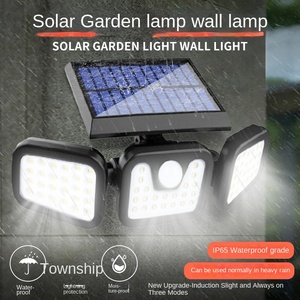Luz solar de jardín con sensor de movimiento, luz solar para decoración de jardín, lámpara de luz solar, lámpara de pared para exteriores, luz LED solar para jardín, 3 lados, 74 LED - Product Image 3