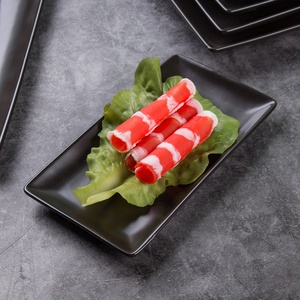 Assiette <span class=keywords><strong>rectangulaire</strong></span> carrée en céramique noire de 5/6.5/7.5/8.5/9/9/11/13 pouces ensemble de <span class=keywords><strong>vaisselle</strong></span> écologique de nourriture occidentale pour steak de boeuf - Product Image 2