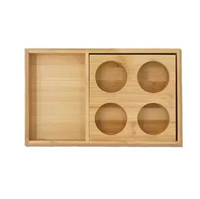 Plateau de spa en bambou personnalisé, porte-huiles essentielles, plateau d'accessoires en bois, plateau de pédicure avec 4 fentes pour hôtel et salon