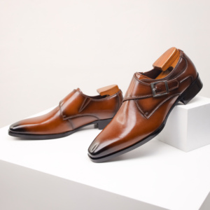 Mocasines de Punta Puntiaguda Estilo Británico de Talla Grande, Zapatos Formales de Cuero Genuino para Hombre, Sin Cordones, para Oficina y Carrera Profesional - Product Image 3