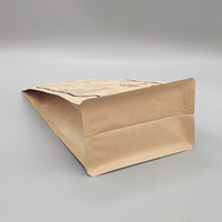 Papel Kraft PLA Bolsa reciclable biodegradable Papel Kraft de fondo plano resellable Bolsa de café lateral de ocho lados