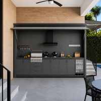 Cuisine extérieure moderne en acier inoxydable avec îlot barbecue, brûleur, évier, rangement, résistante aux intempéries, pour jardin et patio