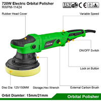Polisseuse orbitale aléatoire à puissance électrique 720W Double action Cirage de voiture Détaillant Machine de polissage de voiture électrique Tampon Orbite 21MM