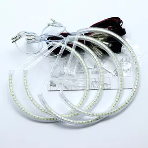 HYML 131MMX4pcs 131MM+146MM pour E30 E32 <span class=keywords><strong>E36</strong></span> E39 E46 E38 Anneau lumineux SMD blanc <span class=keywords><strong>Angel</strong></span> Eye Halo DRL pour phare de voiture BMW Uprade - Product Image 1