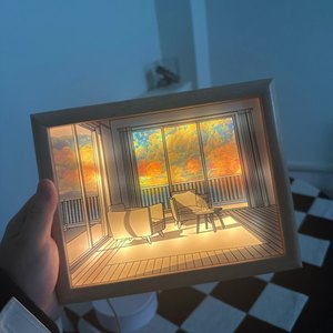 Nueva cabecera 3D arte de pared decoración del hogar foto <span class=keywords><strong>paisaje</strong></span> pintura Marco de imagen Natural Visual Led madera acrílico lámpara de noche Luz - Product Image 2