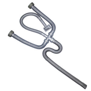 Tuyau de vidange double évier en acier inoxydable pour évier de cuisine avec raccord en T en plastique pour sortie d'eau - Product Image 3