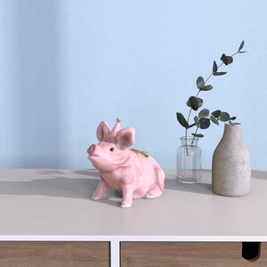 مخصص بالجملة شكل حيوان سيراميك وردي خنزير على شكل كعكة عيد ميلاد بنتوبات نفخ قصيرة بورسلين - Product Image 5
