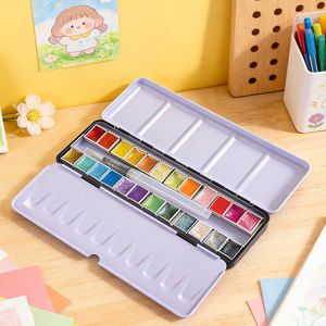 Peintures à l'aquarelle pour artistes, 12/24/36/48 couleurs, ensemble de peintures à l'aquarelle solides dans un étui métallique avec anneau métallique, pinceau à aquarelle - Product Image 2