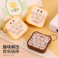 Article populaire : Porte-clés jeu Whack-a-Mole Toast Cartoon, mini-jouet électronique portable lumineux, breloque de sac pour enfants