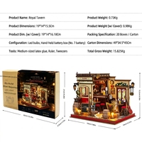 Kit de maison de poupée miniature Crown Tavern, jouet d'assemblage artisanal 3D, modèle de micro-édition de scène de pub miniature pour cadeau de loisir