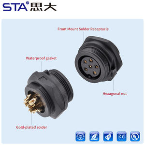 E13 connettore a spina impermeabile a vite filettata anteriore posteriore attacco PCB presa 2 3 4 5 6 7 8 10 12 14pin - Product Image 4