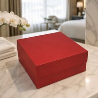 Boîte cadeau rouge avec couvercle amovible, emballage de luxe pour bijoux de mariage, cosmétiques, vêtements et présentation de cadeaux