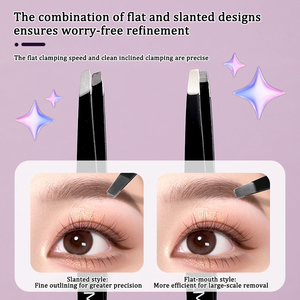 Pinze per sopracciglia inclinate piatte in acciaio inossidabile LMLTOP pinzette <span class=keywords><strong>curve</strong></span> ESD nere per la bellezza che tira i capelli modellano le sopracciglia - Product Image 3