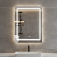 Miroir de salle de bain rectangulaire moderne à LED tactile et à intensité variable avec fonction anti-buée pour salon et salle de séjour