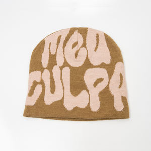 หมวกถักลายหัวกะโหลกผ้าแจ็คการ์ดถักแบบกลับด้านได้สำหรับ Y2K ฤดูหนาวออกแบบได้ตามต้องการปัก3D สำหรับชายหาดหรือธุรกิจ - Product Image 4