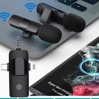 Microphones cravate pour diffusion en direct K15, moins chers, microphone cravate 3 en 1 pour appareil multifonction, microphone sans fil
