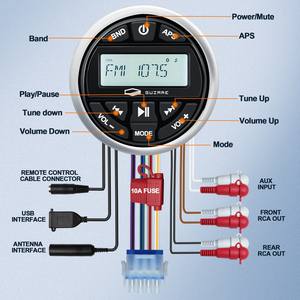 Radio AM FM de <span class=keywords><strong>bateau</strong></span> de récepteur stéréo de jauge <span class=keywords><strong>marine</strong></span> imperméable pour la voiture, le camion, le <span class=keywords><strong>bateau</strong></span>, 4x4, véhicules de PowerSport - Product Image 3
