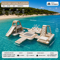 Parc aquatique gonflable commercial flottant avec toboggan et parcours d'obstacles pour station balnéaire lacustre